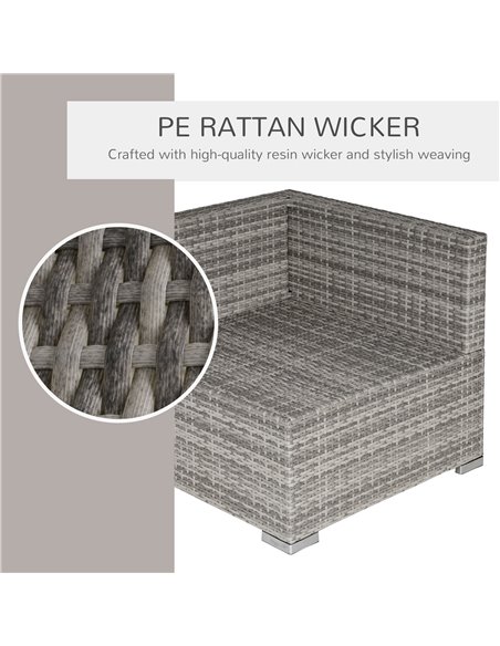 Outsunny PE Rattan Wicker Corner Sofa Garden Furniture Single Sofa Chair w/ Cushions, Grey - pic 24095 | FastDaddyshop