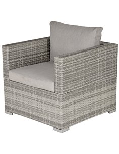 Outsunny Outdoor Single Rattan Sofa Chair Padded Cushion All Weather, Grey