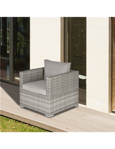 Outsunny Outdoor Single Rattan Sofa Chair Padded Cushion All Weather, Grey - pic 24100 | FastDaddyshop