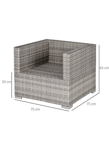 Outsunny Outdoor Single Rattan Sofa Chair Padded Cushion All Weather, Grey - pic 24101 | FastDaddyshop