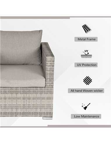 Outsunny Outdoor Single Rattan Sofa Chair Padded Cushion All Weather, Grey
