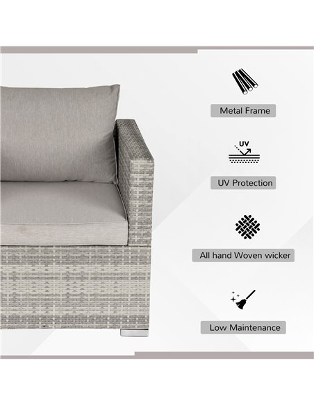 Outsunny Outdoor Single Rattan Sofa Chair Padded Cushion All Weather, Grey - pic 24102 | FastDaddyshop