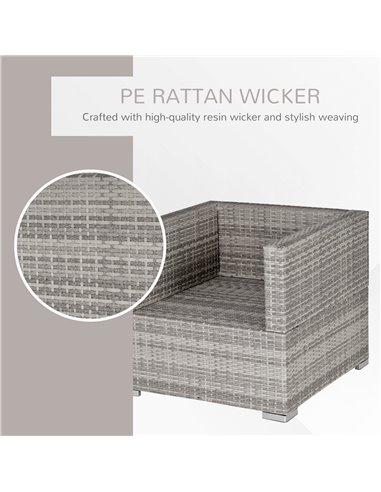 Outsunny Outdoor Patio Furniture Single Rattan Sofa Chair Padded Cushion All Weather for Garden Poolside Balcony Grey