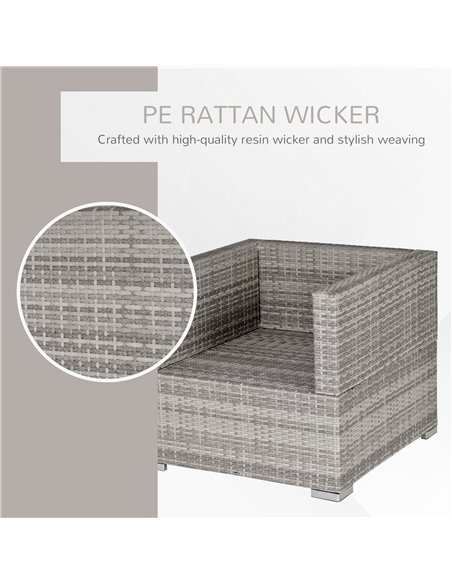 Outsunny Outdoor Patio Furniture Single Rattan Sofa Chair Padded Cushion All Weather for Garden Poolside Balcony Grey - pic 24103 | FastDaddyshop