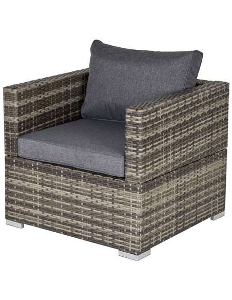 Outsunny Outdoor Single Rattan Sofa Chair Padded Cushion All Weather, Deep Grey - pic 24108 | FastDaddyshop