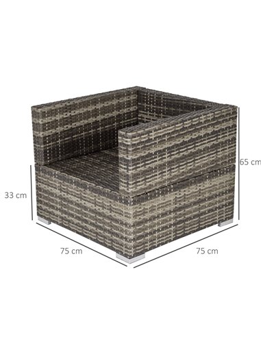 Outsunny Outdoor Single Rattan Sofa Chair Padded Cushion All Weather, Deep Grey