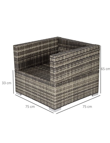Outsunny Outdoor Single Rattan Sofa Chair Padded Cushion All Weather, Deep Grey - pic 24110 | FastDaddyshop