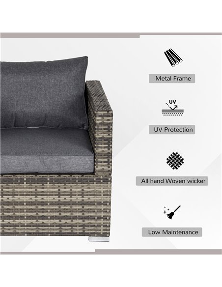 Outsunny Outdoor Single Rattan Sofa Chair Padded Cushion All Weather, Deep Grey - pic 24111 | FastDaddyshop