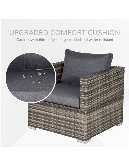 Outsunny Outdoor Single Rattan Sofa Chair Padded Cushion All Weather, Deep Grey - pic 24112 | FastDaddyshop