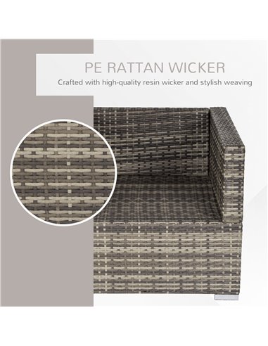 Outsunny Outdoor Patio Furniture Single Rattan Sofa Chair Padded Cushion All Weather for Garden Poolside Balcony Deep Grey