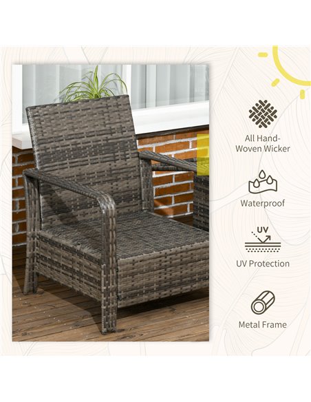 Outsunny 3 pcs PE Rattan Wicker Garden Furniture Set with Table and Chairs, Grey - pic 24129 | FastDaddyshop