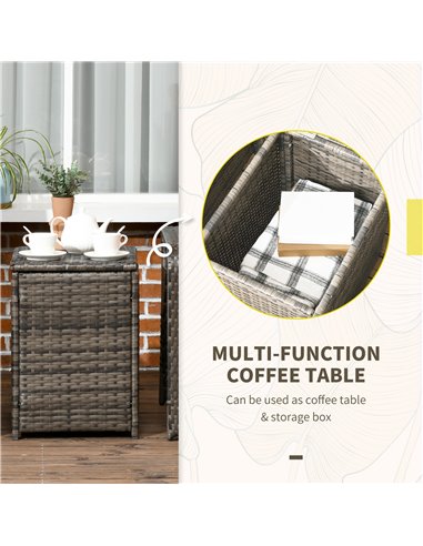 Outsunny 3 pcs PE Rattan Wicker Garden Furniture Set with Table and Chairs, Grey