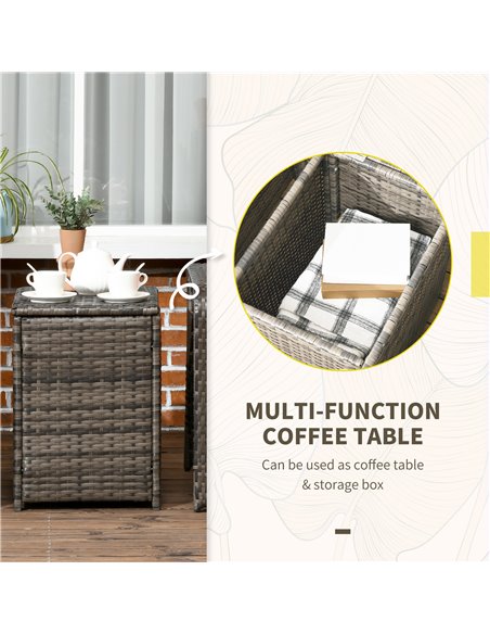 Outsunny 3 pcs PE Rattan Wicker Garden Furniture Set with Table and Chairs, Grey - pic 24130 | FastDaddyshop