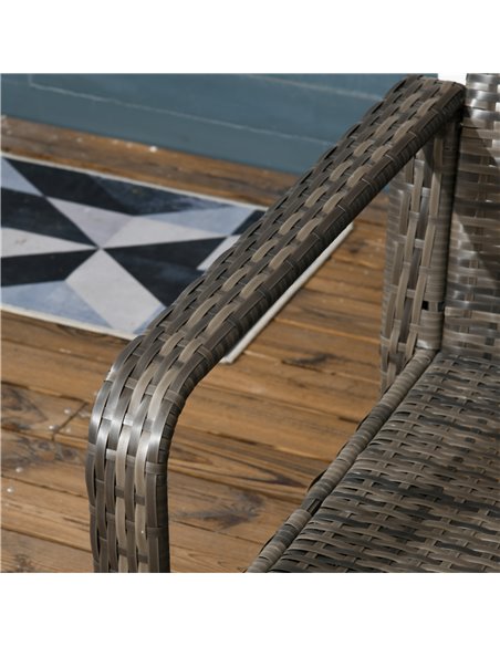 Outsunny 3 pcs PE Rattan Wicker Garden Furniture Set with Table and Chairs, Grey - pic 24133 | FastDaddyshop