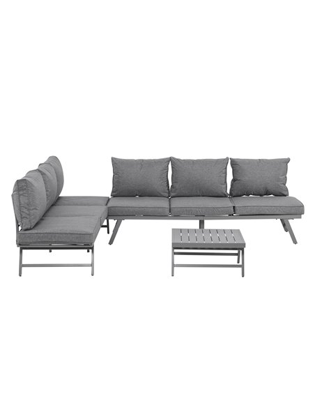 Outsunny 3 Pcs Garden Seating Set with Convertible Sofa, Lounge Table, Padded Cushions, Grey - pic 24144 | FastDaddyshop