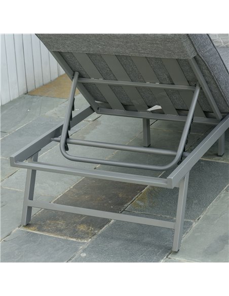 Outsunny 3 Pcs Garden Seating Set w/ Convertible Sofa Lounge Table Padded Cushions Outdoor Patio Furniture Couch Grey - pic 24152 | FastDaddyshop