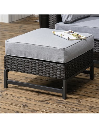 Outsunny 5 Pieces Outdoor PE Rattan Corner Sofa, with Cushions, Table, Grey