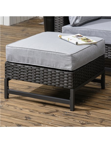 Outsunny 5 Pieces Outdoor PE Rattan Corner Sofa, with Cushions, Table, Grey - pic 24168 | FastDaddyshop