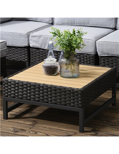 Outsunny 5 Pieces Outdoor PE Rattan Corner Sofa, with Cushions, Table, Grey