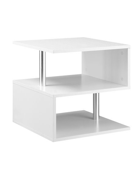 HOMCOM Coffee End Table S shape 2 Tier Storage Shelves Organizer, White - pic 24171 | FastDaddyshop