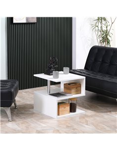 HOMCOM Coffee End Table S shape 2 Tier Storage Shelves Organizer, White 2