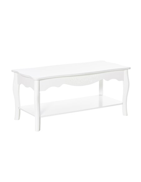 HOMCOM 2 Layer Design Coffee Tea Table with Storage Shelf, White - pic 24180 | FastDaddyshop
