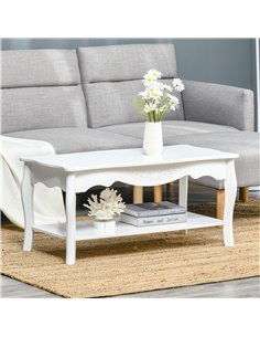 HOMCOM 2 Layer Design Coffee Tea Table with Storage Shelf, White 2
