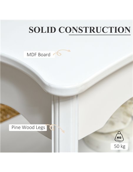 HOMCOM 2 Layer Design Coffee Tea Table with Storage Shelf, White - pic 24184 | FastDaddyshop