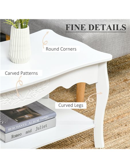 HOMCOM Coffee Tea Table End Table Modern Living Room Wooden Furniture 2 Layer Design w/Storage Shelf 94L x 44W x 42H (cm) - pic 24185 | FastDaddyshop