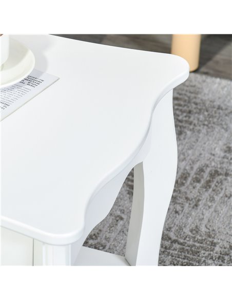 HOMCOM Coffee Tea Table End Table Modern Living Room Wooden Furniture 2 Layer Design w/Storage Shelf 94L x 44W x 42H (cm) - pic 24186 | FastDaddyshop