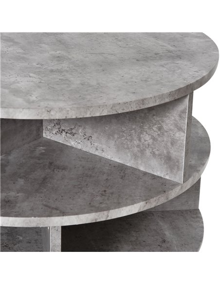 HOMCOM 2 Tier Round Side End Table, Coffee Desk with Divided Shelves, Wheels, Cement colour - pic 24196 | FastDaddyshop