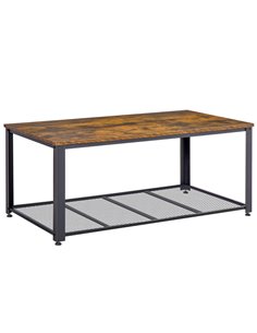 HOMCOM Coffee Cocktail Table Industrial Style with Storage Shelf, Vintage Brown and Black