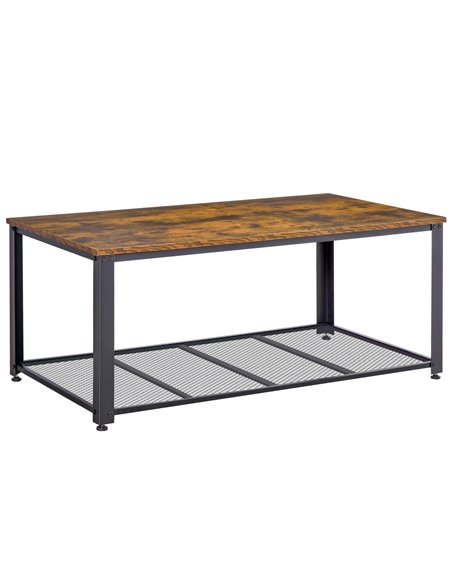 HOMCOM Coffee Cocktail Table Industrial Style with Storage Shelf, Vintage Brown and Black - pic 24207 | FastDaddyshop