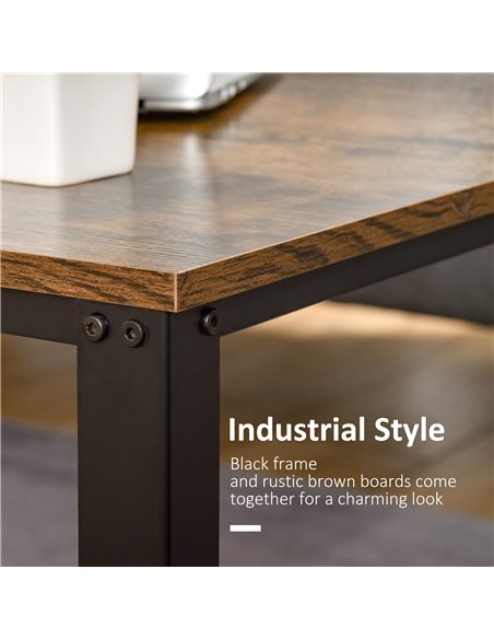 HOMCOM Coffee Cocktail Table Industrial Style with Storage Shelf, Vintage Brown and Black - pic 24210 | FastDaddyshop