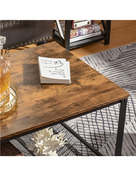 HOMCOM Coffee Cocktail Table Industrial Style with Storage Shelf, Vintage Brown and Black - pic 24213 | FastDaddyshop