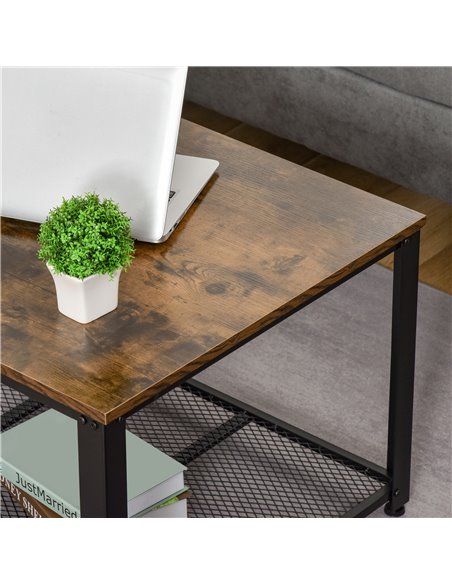 HOMCOM Coffee Cocktail Table Industrial Style with Storage Shelf, Vintage Brown and Black - pic 24214 | FastDaddyshop