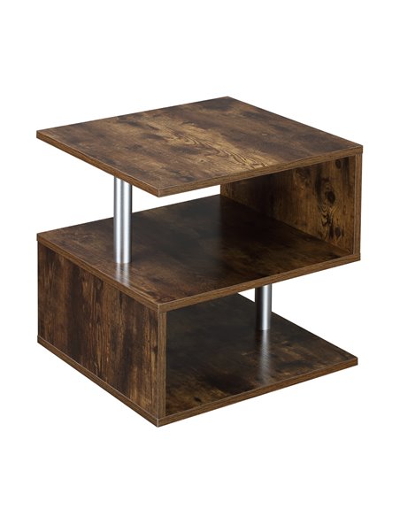 HOMCOM Coffee End Table S shape 2 Tier Storage Shelves Organizer, Natural - pic 24225 | FastDaddyshop