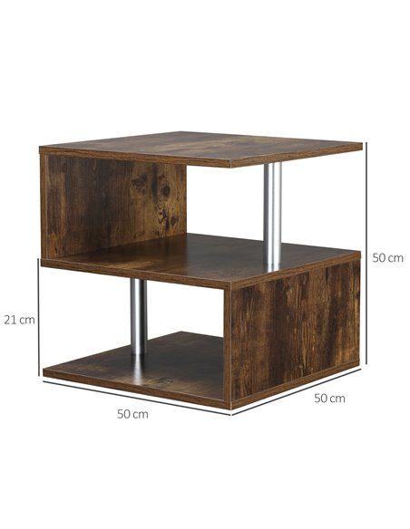 HOMCOM Coffee End Table S shape 2 Tier Storage Shelves Organizer, Natural - pic 24227 | FastDaddyshop