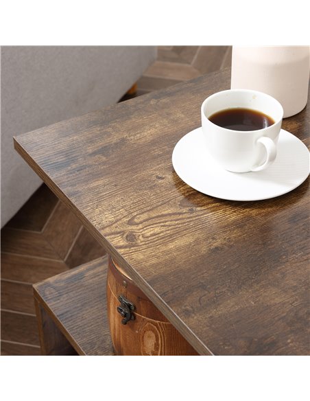 HOMCOM Coffee End Table S shape 2 Tier Storage Shelves Organizer, Natural - pic 24231 | FastDaddyshop
