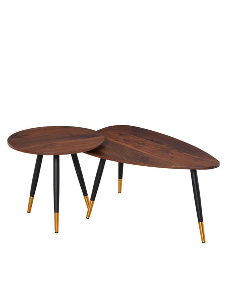 HOMCOM Set of 2 Nesting Coffees End Tables with Vintage Decor, Walnut - pic 24234 | FastDaddyshop