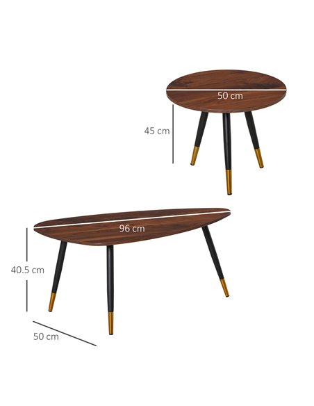 HOMCOM Set of 2 Nesting Coffees End Tables with Vintage Decor, Walnut - pic 24236 | FastDaddyshop