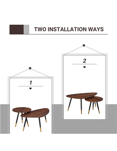 HOMCOM Set of 2 Nesting Coffees End Tables with Vintage Decor, Walnut