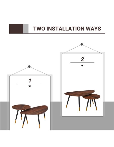 HOMCOM Set of 2 Nesting Coffees End Tables with Vintage Decor, Walnut - pic 24240 | FastDaddyshop