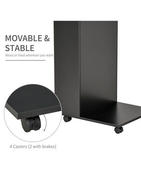 HOMCOM Mobile Sofa Side Table C-Shape End Table with Storage and Casters for Laptop Coffee Snack, Black - pic 24248 | FastDaddyshop