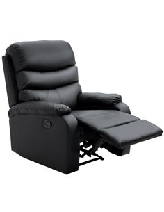 HOMCOM Single Recliner Sofa, PU Leather Armchair with Padded Armrest, Black