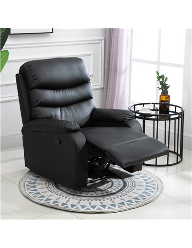 HOMCOM Single Recliner Sofa, PU Leather Armchair with Padded Armrest, Black