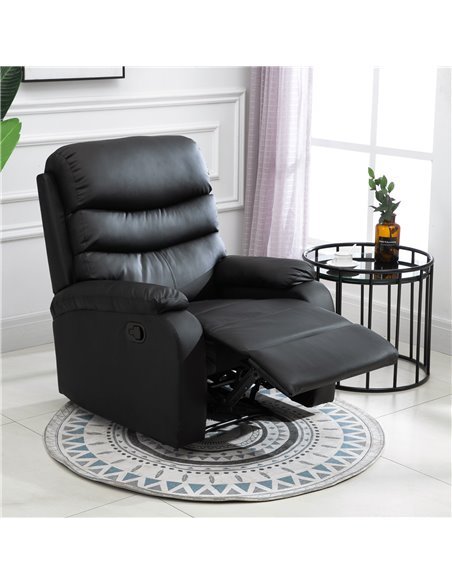 HOMCOM Single Recliner Sofa, PU Leather Armchair with Padded Armrest, Black - pic 24262 | FastDaddyshop