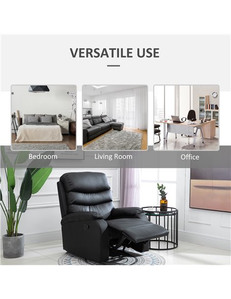 HOMCOM Single Recliner Sofa PU Leather Armchair Padded Armrest Reclining Cinema Chair Living Room Lounge (Black) - pic 24266 | FastDaddyshop