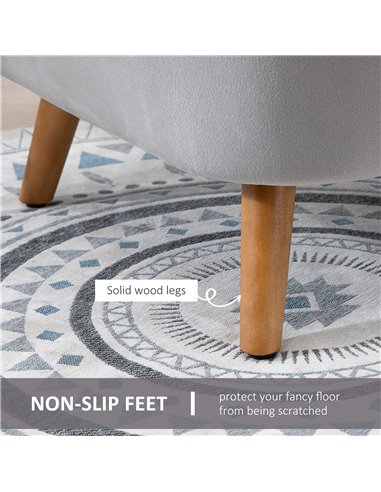HOMCOM Accent Chair Velvet Fabric Single Sofa Armchair Home Living Room Solid Wood Leg Upholestered Side Armchair Grey