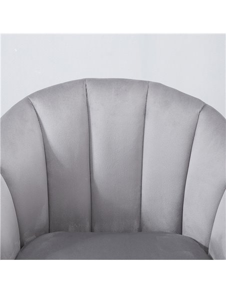 HOMCOM Accent Chair Velvet Fabric Single Sofa Armchair Home Living Room Solid Wood Leg Upholestered Side Armchair Grey - pic 24277 | FastDaddyshop